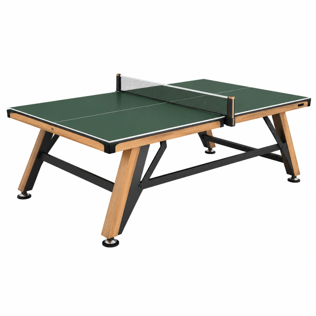 Table de tennis de table 274 x 153 x 76 cm plateau vert structure métal et bois style contemporain