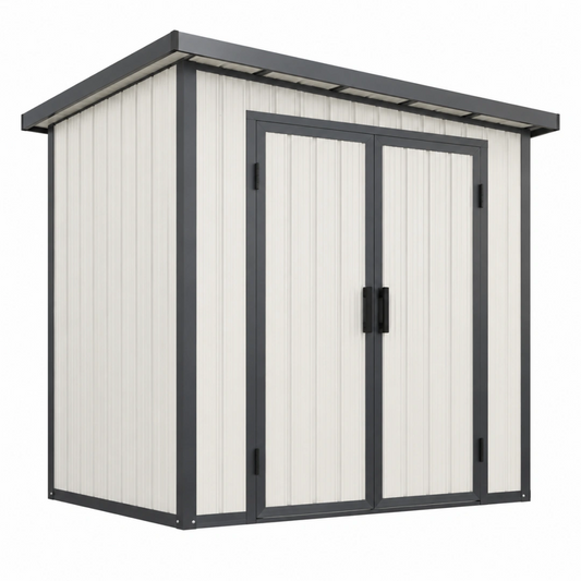 Abri de jardin 180 x 120 x 180 cm en acier blanc et anthracite pour rangement extérieur à double porte